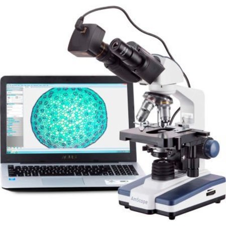 UNITED SCOPE LLC. AmScope B120B-10M 40X-2000X LED Binocular Digital Compound Microscope with 3D Stage and 10MP Camera B120B-10M
